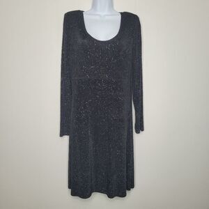 Vintage 90s black rainbow sparkly stretch long sleeve party NYE dress